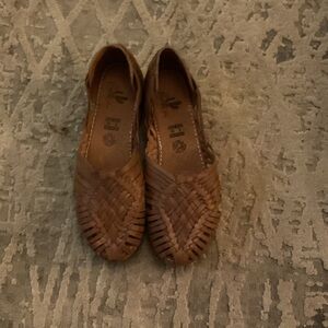 Modern Latina Brown Woven Leather Flats